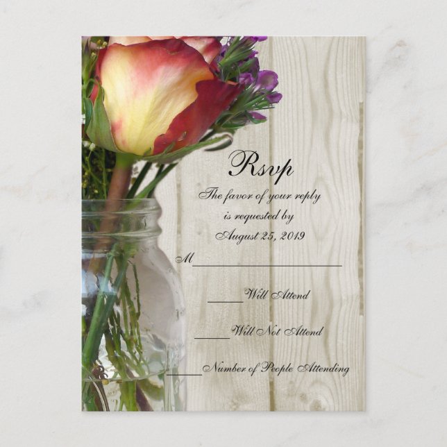 Murbrukkar med ros och vildblommor inbjudan vykort (Framsida)