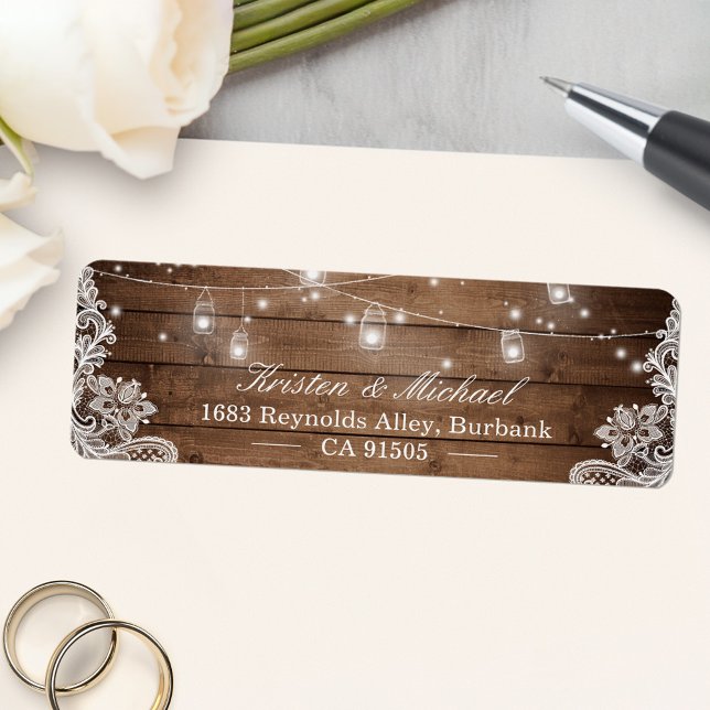 Murbruksljus i snöre Rustikala landsbygdsljus med  Returadress Etikett (Skapare uppladdad)