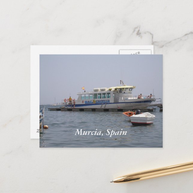 Murcia, spanska båten vid vatten vykort (Fram/Back In Situ)