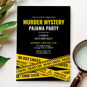 Murder Myasty Birthday Pajama Party Night Inbjudningar
