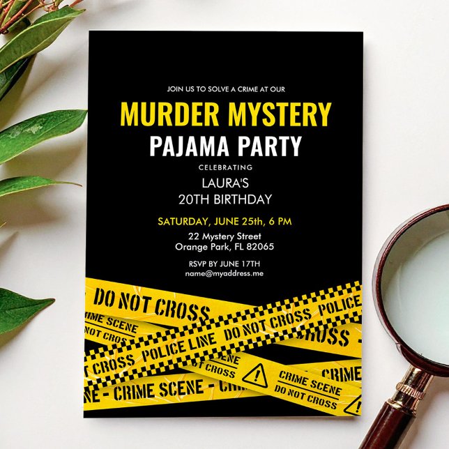 Murder Myasty Birthday Pajama Party Night Inbjudningar (Skapare uppladdad)