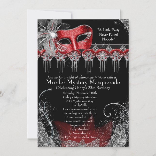 Murder Myasty Masquera Inbjudningar (Framsida)