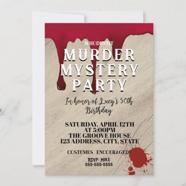 Murder Mystery Dinner Invitation – Bloody Whodunit Inbjudningar (Framsida)