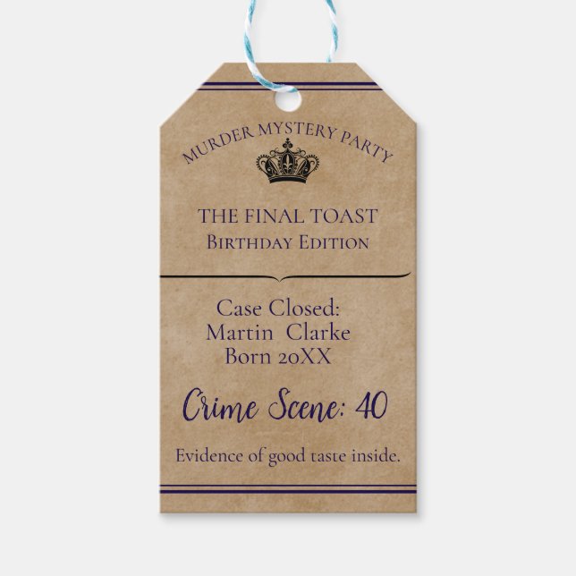 Murder Mystery Party Wine Label | “Whodunit: Anoth Presentetikett (Framsidan)