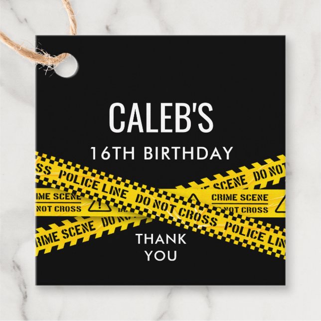 Murder Mystoppe Party Gult Dinner-polisband Gåvor Etiketter (Framsida)