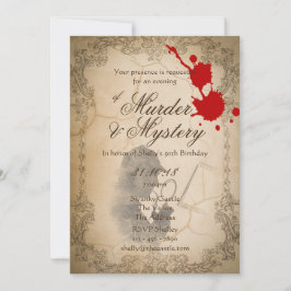 Murder Mystoppy Inbjudningskort Vintage Parchment 
