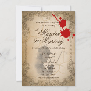Murder Mystoppy Inbjudningskort Vintage Parchment