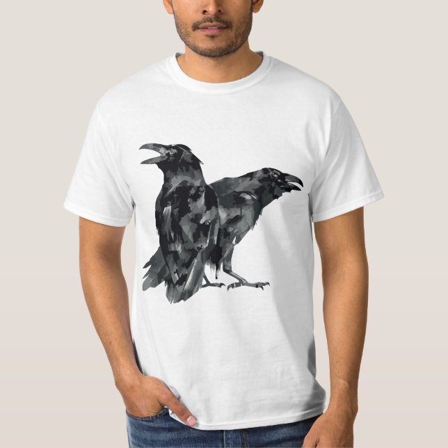 Murder Of Crows Raven Birds  T Shirt (Framsida)