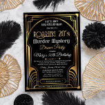 Murdermystik på 20-årsåldern (Foil finns också) Inbjudningar<br><div class="desc">Mord Mystoppet Party Birthday Roaring 20:e Art Deco Black Party Crime Scene Tape Murder Myasty Party Bjud Myasty Dinner Party bröllopsinbjudan 1920-talet Black and guld Art nouveau bröllop inbjudan till</div>