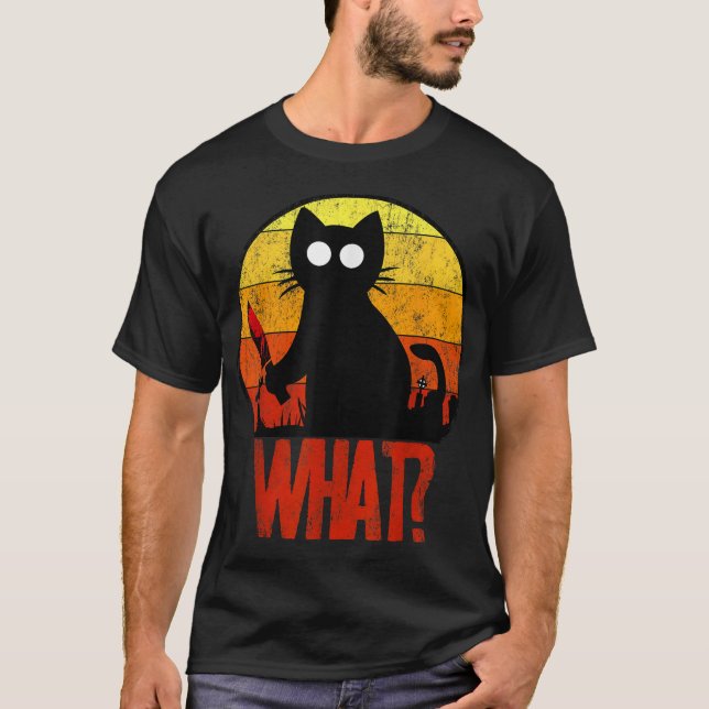 Murderous Black Psycho Cute Cat What Knivar Christ T Shirt (Framsida)