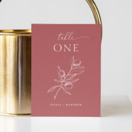 Muren brick Red Olive Bröllop | Fall botaniskt Bordsnummer