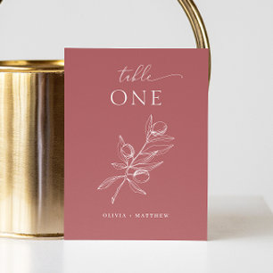 Muren brick Red Olive Bröllop   Fall botaniskt Bordsnummer