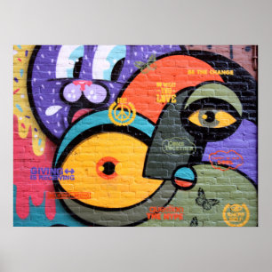 Muren graffiti öga Peace and Kärlek meddelande pos Poster