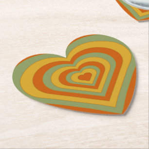 Muren Groovy Retro-lager Kärlek Heart Underlägg Papper