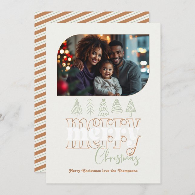 Muren minimal retro Doodle-julfoto Julkort (Fram/baksida)