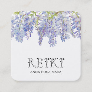 *~* Murgröna Blommig Wisteria Blomma Akvarell REI Fyrkantigt Visitkort