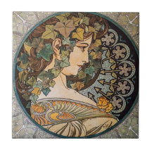 Murgröna Hår Flicka Målning av Alphonse Mucha
