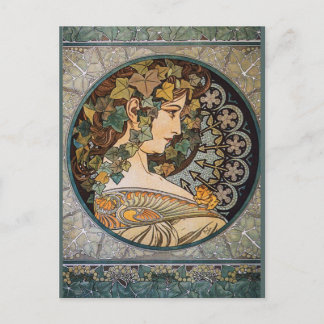 Murgröna Hår Flicka Målning av Alphonse Mucha Vykort