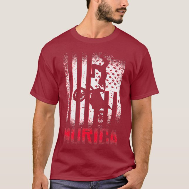 Murica Flagga Motocross Dirt Bike Offroad Gift för T Shirt (Framsida)