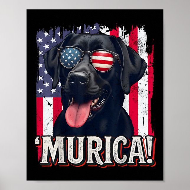 Murica Labrador Retriever 4:e juli American Fla Poster (Framsidan)