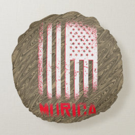 Murica Nationell Amerikansk Flaggdesign Rund Kudde