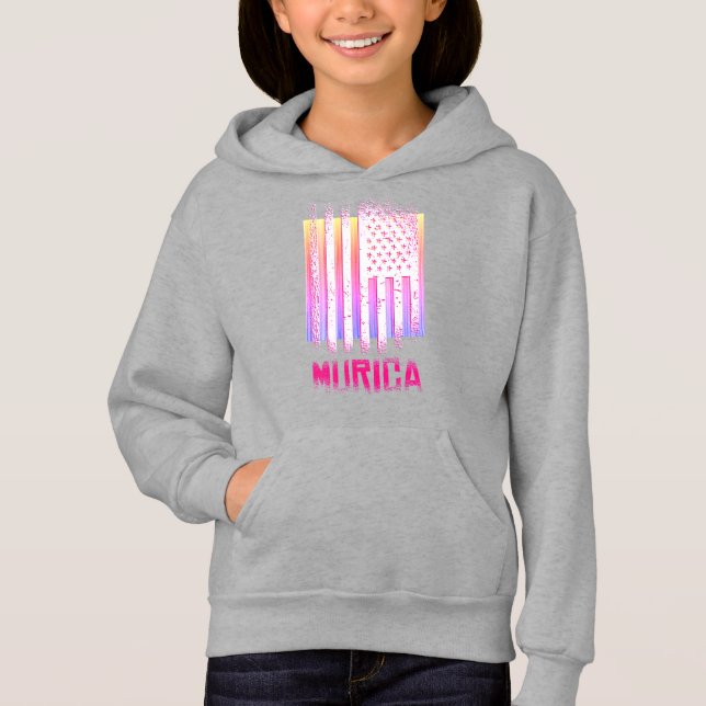 Murica Nationell Amerikansk Flaggdesign T Shirt (Framsida)