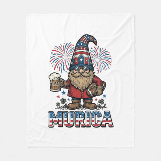 Murica Patriotisk Tomte Öl Vintage T-Shirt Design_ Fleecefilt