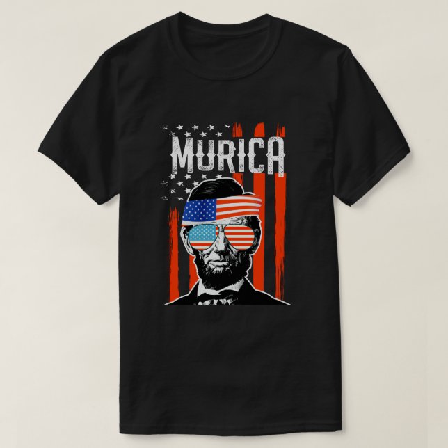 Murica roliga Abe Lincoln 4th av det Juli partyet T Shirt (Design framsida)