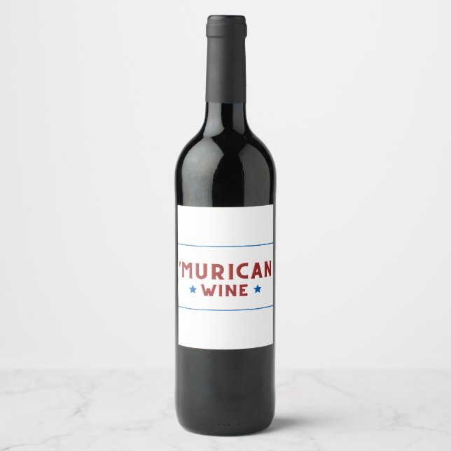 "Murican Vin (Vita) - 4:e Vin-etiketten från juli Vinflaska Etikett (Framsida)