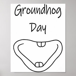 Murmeldagens linjärt teckning av murmeldjursmun me poster