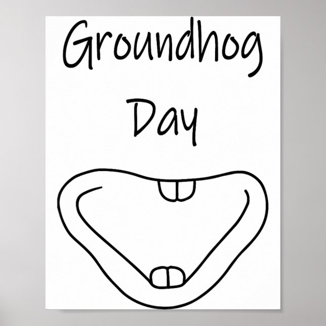 Murmeldagens linjärt teckning av murmeldjursmun me poster (Framsidan)