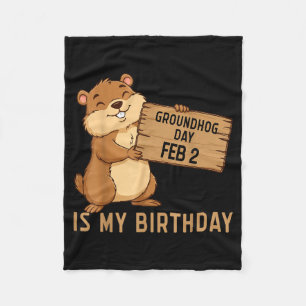 Murmeldags Februari 2 Är Min Födelsedag Glad Grou Fleecefilt