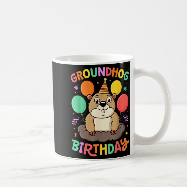 Murmeldags födelsedagsfest hatt ballonger Retro 60 Kaffemugg (Höger)