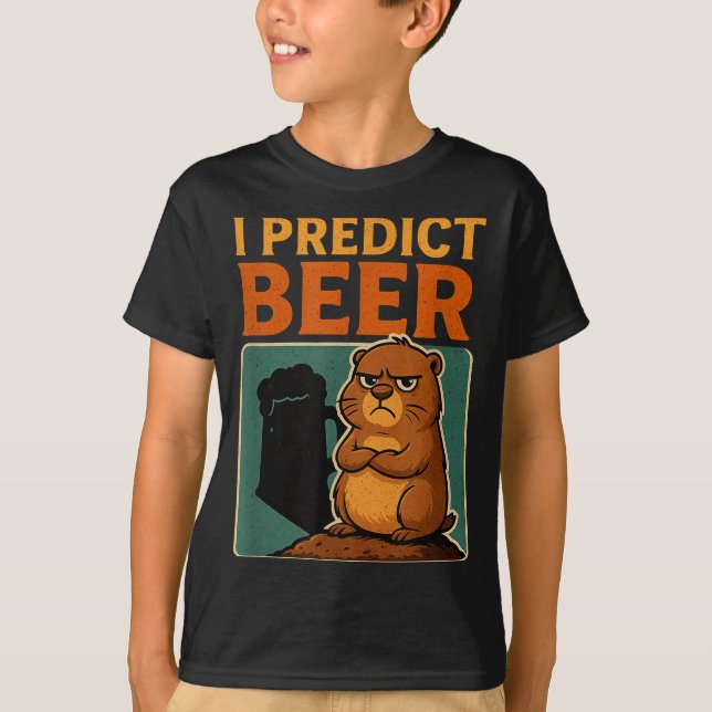 Murmeldags jag förutspår öl Grumpy Murmeldjur Humo T Shirt (Framsida)