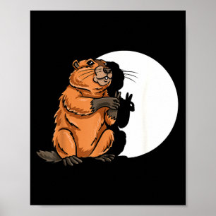 Murmeldags skuggdocka Söt gnagare kostym Fu Poster