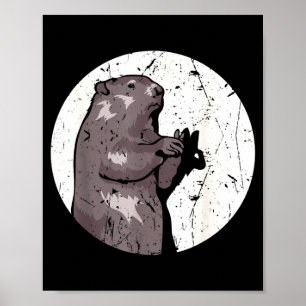 Murmeldags skuggdocka Söt gnagare kostym Fu Poster