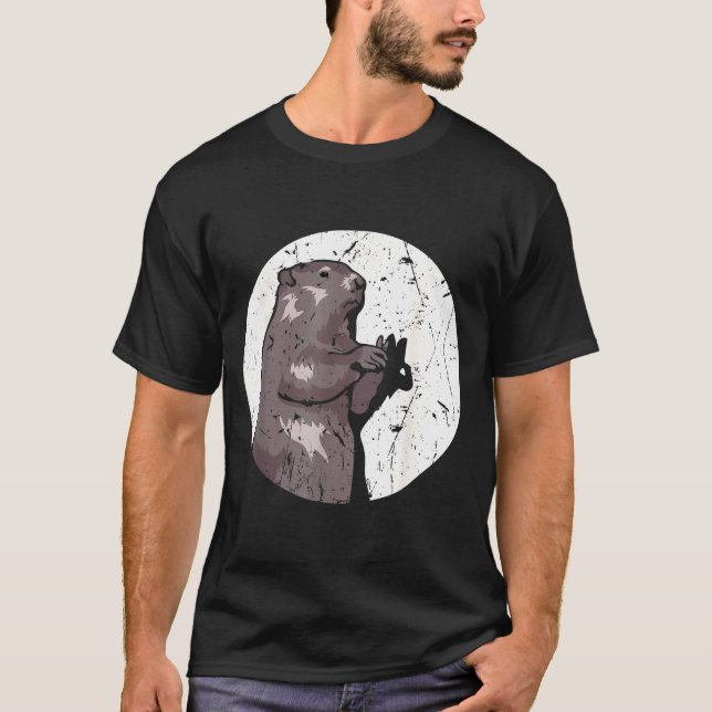 Murmeldags skuggdocka Söt gnagare kostym Fu T Shirt (Framsida)