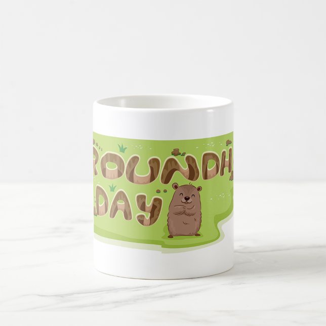 Murmeldags trähantverksskrift kaffemugg (Skapare uppladdad)