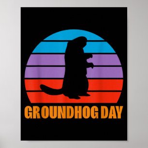 Murmeldagsdag Murmeldjur Murmeldjur Silhuett Retro Poster