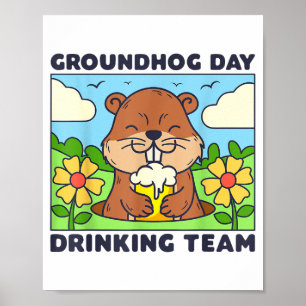 Murmeldagsdrickande Team Roliga Män Kvinnor Ölmugg Poster