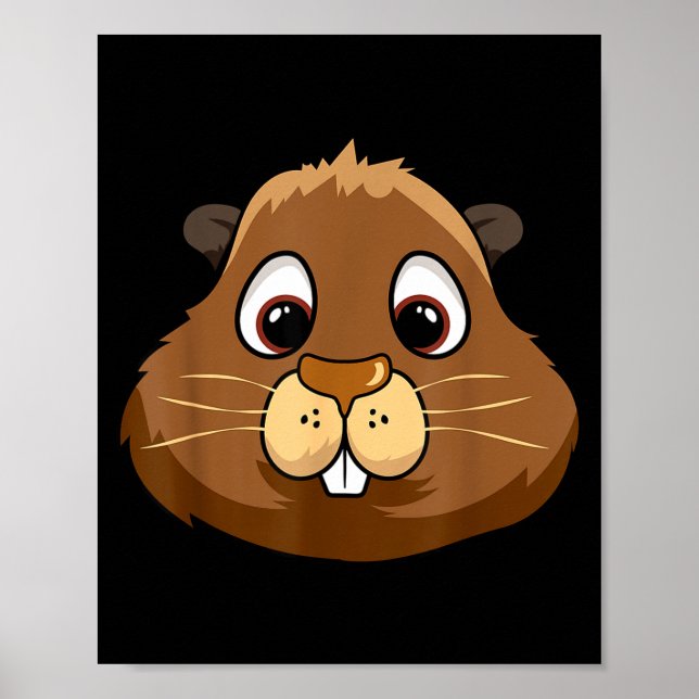 Murmeldagsgnagare Huvud Ansikte Kostym Söt Lat H Poster (Framsidan)