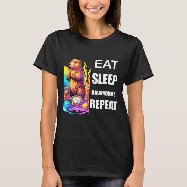Murmeldagsregnbåge Pride Mångfald Harmoni Lgbt T Shirt (Framsida)