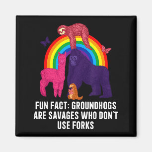 Murmeldjur äter utan gafflar Rollig djur Pun Humor Magnet
