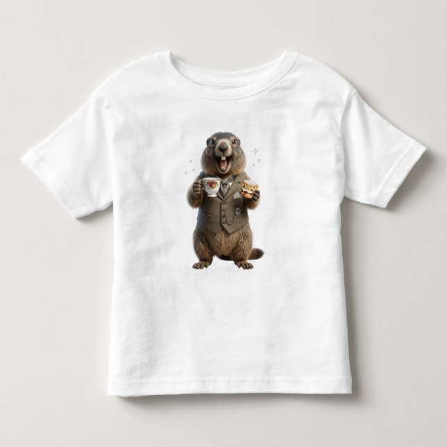 Murmeldjur dricker te t shirt (Framsida)
