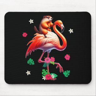 Murmeldjur Ridande Flamingo Kostym Familj Barn Små Musmatta