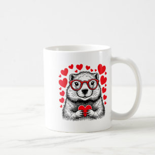 Murmeldjur Röd Hjärtform Alla hjärtans dag Djuräls Kaffemugg