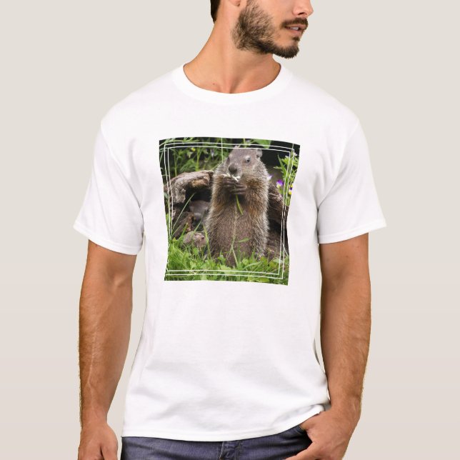 Murmeldjur som mumsar på en blomma t shirt (Framsida)