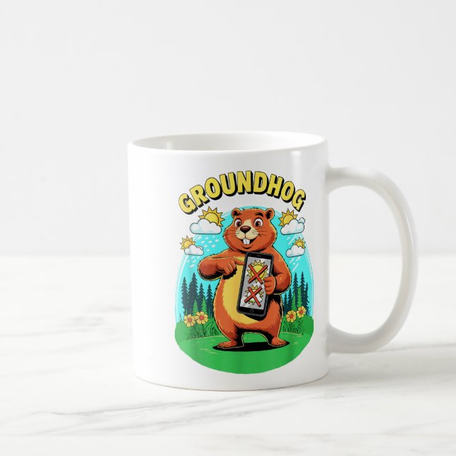 Murmeldjur Väder App Rollig Prognos Förutsägelse D Kaffemugg (Höger)