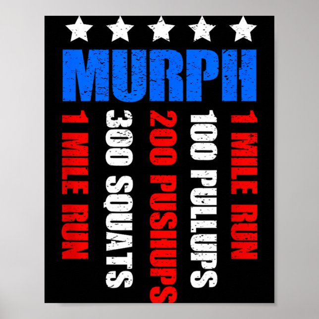 Murph 2021 minnesdag träningspass patriotisk wod M Poster (Framsidan)