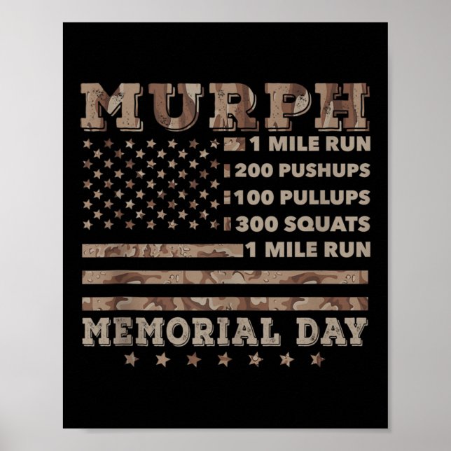 Murph 2021 Träningsutmaning Amerikanskt Minnesmärk Poster (Framsidan)
